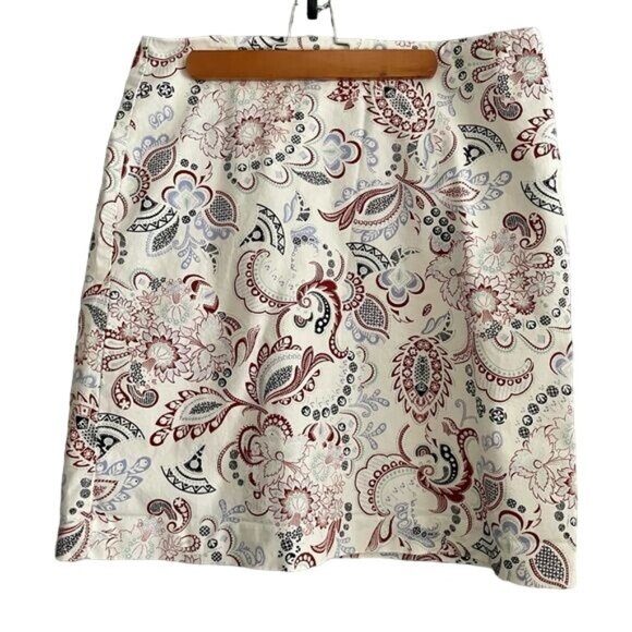Ann Taylor Factory skirt size 12 floral red white blue MIDI. - Picture 6 of 6